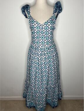 NWT Lucky Brand Women's White/Blue Print Dress Size Small